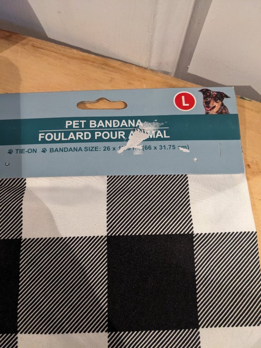 Greenbrier Kennel Club (GKC) NWT Pet Bandana - Black Check Sz L